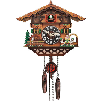 PIAOPIAO Cuckoo Clock, Black Forest Cuckoo Clocks Carved, Wooden House Scene Cuckoo Clock, Original with Cuckoo Call, Suitable for Living Room Bedroom Kitchen Restaurant Café Hotel Decoration