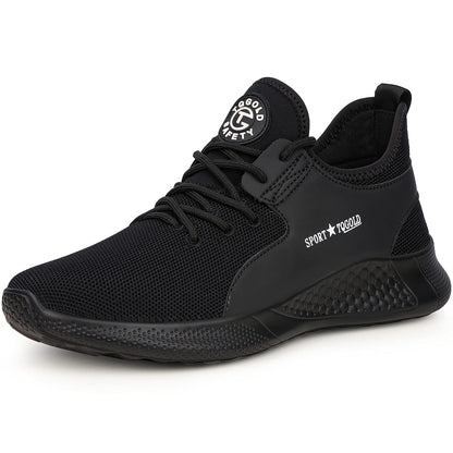 AONETIGER safety shoes for men and women. Lightweight work shoes with steel toe. Breathable, anti-slip sports protective shoes. Sneakers in size 40, black.