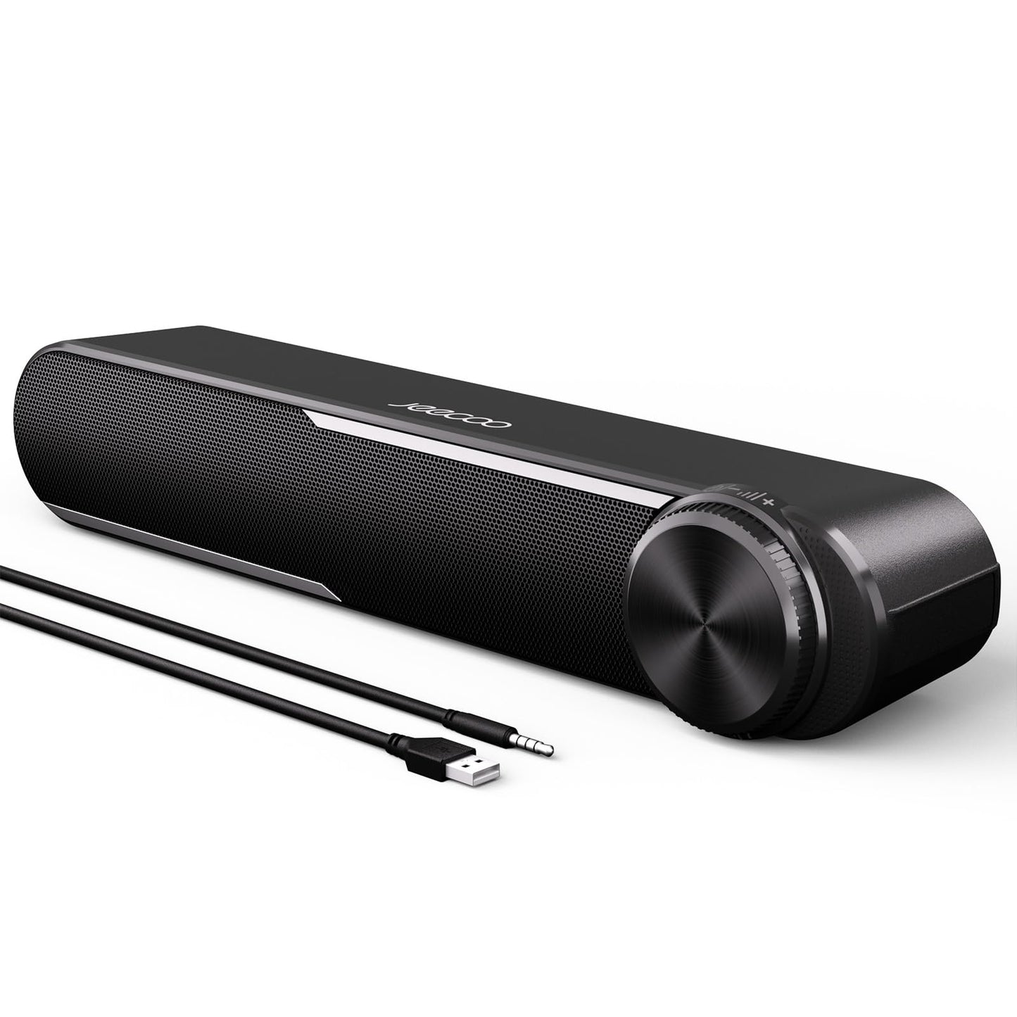 Jeecoo A30 PC speakers, computer speakers for PC, USB powered PC soundbar in black. Speakers for PC, laptop, monitor, iPad, tablets, smartphone (USB+3.5mm)