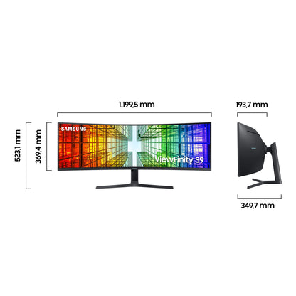 Samsung Business Monitor S9U S49A950UIP, 49 inch, VA panel, DQHD resolution, QLED, Vesa DisplayHDR 400, 4ms response time, 120Hz refresh rate, black