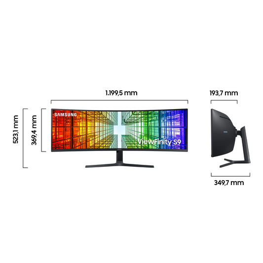 Samsung Business Monitor S9U S49A950UIP, 49 inch, VA panel, DQHD resolution, QLED, Vesa DisplayHDR 400, 4ms response time, 120Hz refresh rate, black