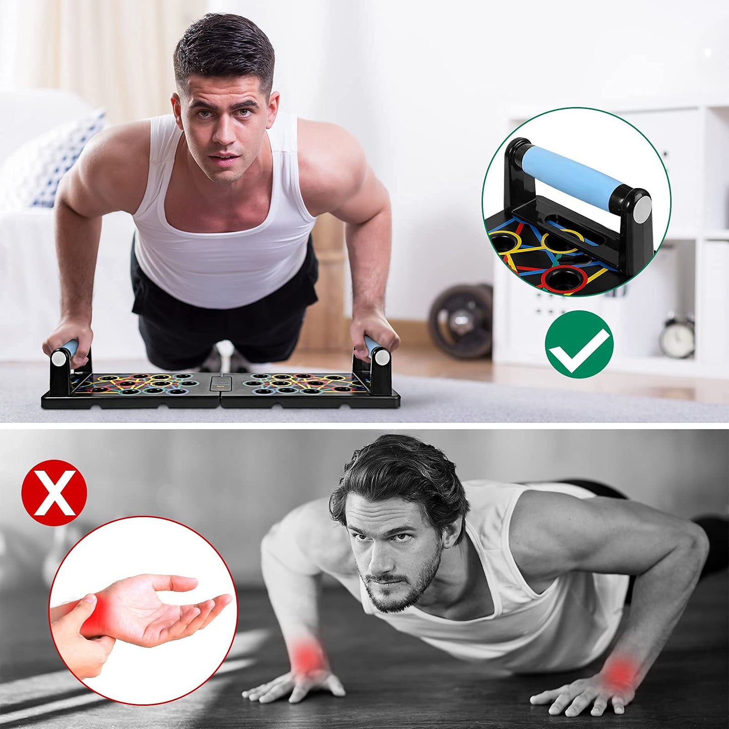 24 in 1 Push-up Board Foldable Portable Pushup Stands Home Fitness Training with Handle for Muscular Training Effectively Shape