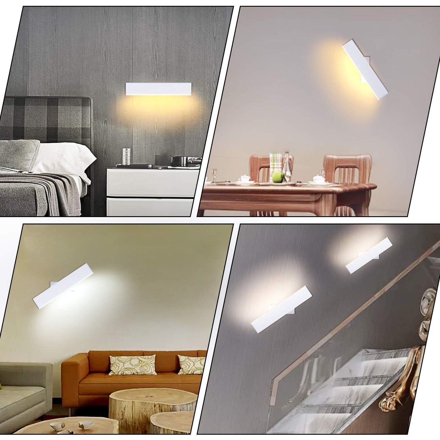 Lightsjoy LED Wall Light Indoor Modern Wall Lamp Hallway Wall Lighting 3 Color Temperatures with Switch 350° for Living Room Bedroom Kids Room etc. White
