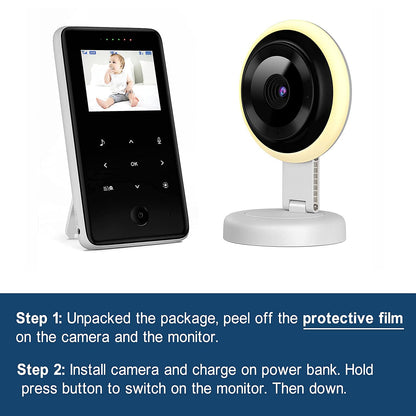 quietbliss Video Baby Monitor with Camera and Audio, 2.4 GHz Digital Wireless Baby Monitor with Night Light, Automatic Night Vision, Touch Control, Two-Way Call, 900 Foot Range, VOX Mode, Lullabies