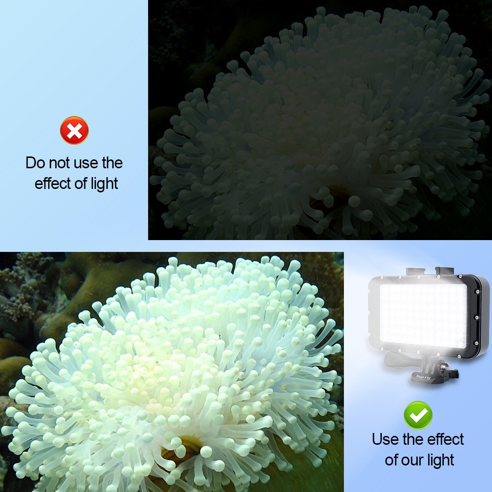 Underwater video light, waterproof lamp, dive light, 84 LEDs, waterproof up to 50m, compatible with DSLR cameras Gopro Canon, Nikon, Pentax, Panasonic, Sony, Samsung