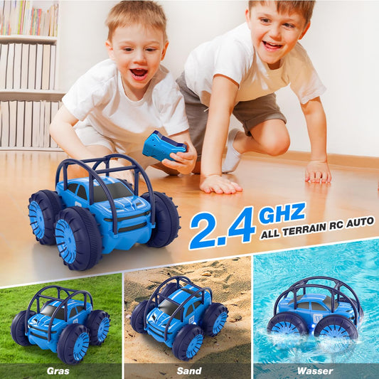 iFollower direct invitation Remote Control Car, 15km/h 4WD Amphibious Stunt Car, 2.4GHz 360° Rotation Colorful LED Light Monster Truck Off-road Toy, Gifts for Kids aged 3 and up
