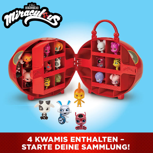 BANDAI - Miraculous Ladybug - Miracle Box with 4 Kwamis included - Miraculous Kwamis Mini-Figures Set - Officially licensed - Storage box with handle - Toy for kids 4 and up - P50591
