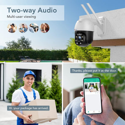 Ctronics 5X Optical Zoom Outdoor Security Camera, PTZ Dome WiFi IP Camera with Human Motion Detection, Auto Tracking, 30m Color Night Vision, 2-Way Audio, IP66 Waterproof.