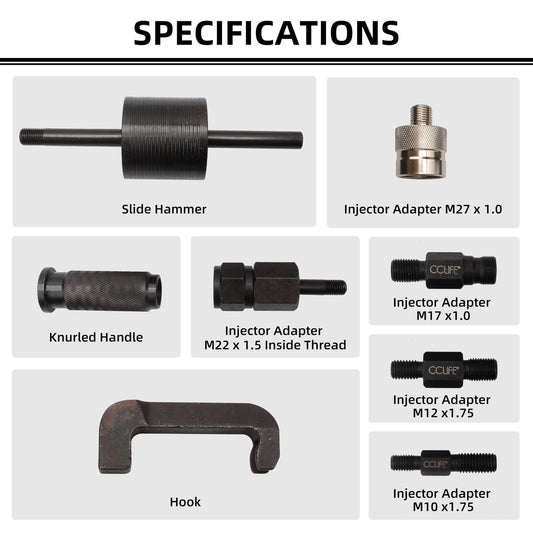 CCLIFE 8 piece Diesel injector puller extractor tool CDI.