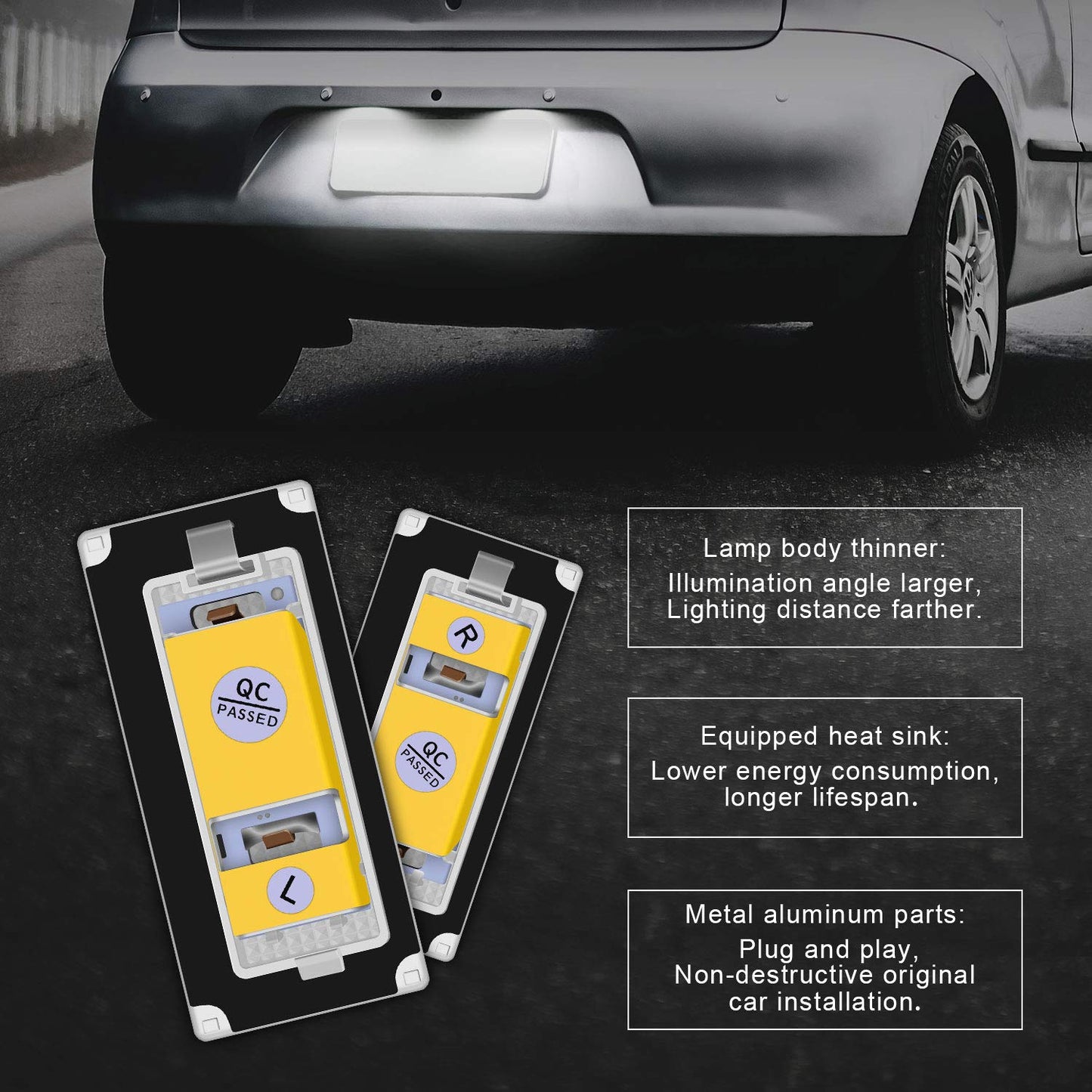 WinPower LED license plate light bulbs number plate light lamp 3582 SMD with CanBus error free 6000K Xenon cold white for R50/R52/R53 etc., 2 pieces