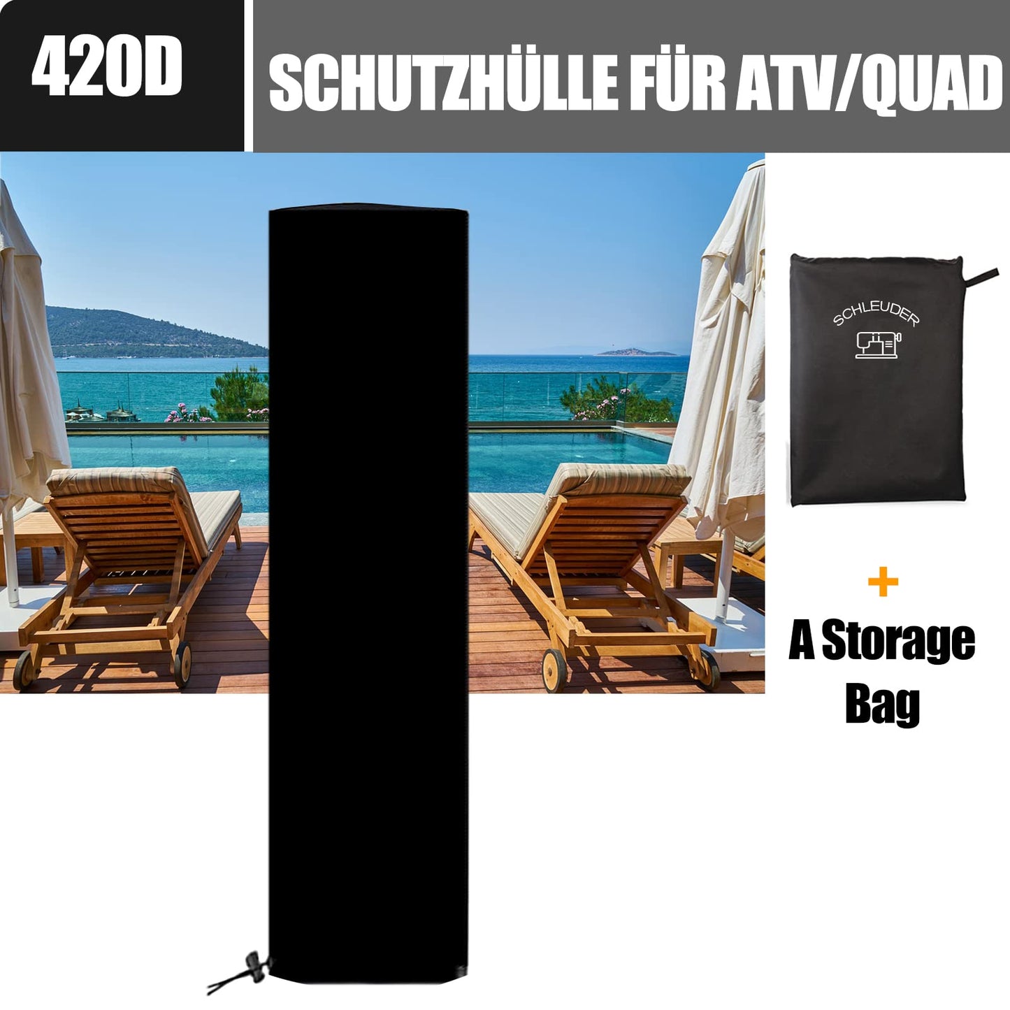 Protective cover for solar shower, 420D solar shower cover with UV coating, waterproof cover for solar shower in garden, outdoor shower cover (245 * 30 cm)