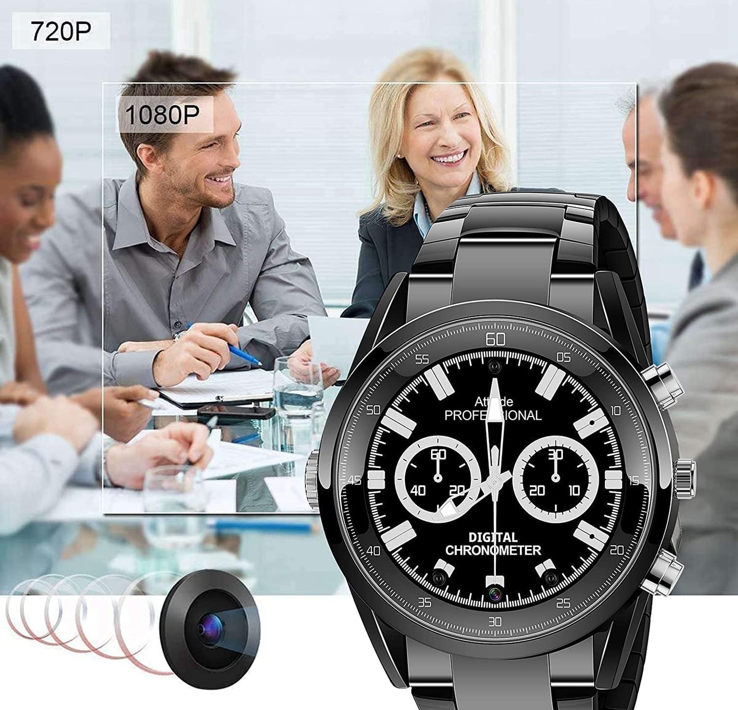 Menborn compact camera spy camera watch type infrared motion detection camera 32 GB