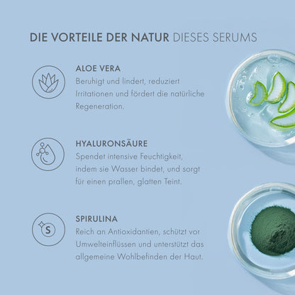 Satin Naturel Hyaluron Serum highly dosed 100ml - 24h moisture - Hyaluronic Acid Serum Face - Vegan - Facial Care Men and Women - Anti Aging Hyaluronic Acid Facial Serum with organic Aloe Vera