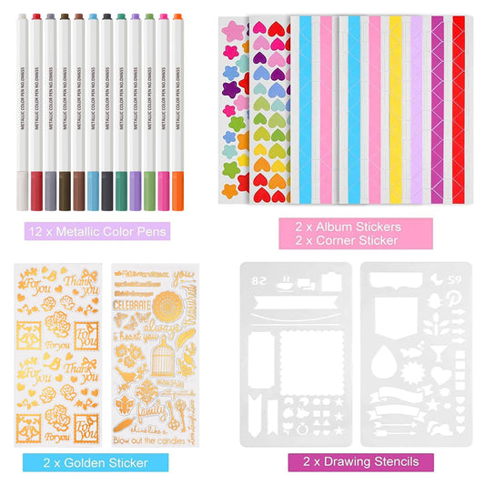 DazSpirit Photo Album 29.5 X 21cm Photo Album For DIY Black Photo Book With 80 Pages Scrapbook, For 240 Pictures, Including 12 Metallic Color Markers, Guest Book For Birthday And Wedding, Purple