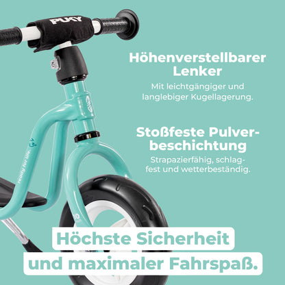 PUKY LR M Aqua Green | Balance bike for ages 2 and up | Kids' toy for ages 2 and up | Scooter with footboard | Training bike with safety handlebars | Adjustable handlebar & seat height