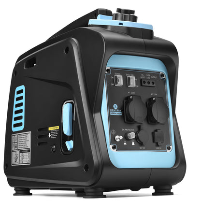 GENTRAX Inverter Generator 2000W 1700W MAX, gasoline powered, silent with pure sine wave, super quiet petrol generator with USB 230V sockets for camping, outdoor, construction site, RV