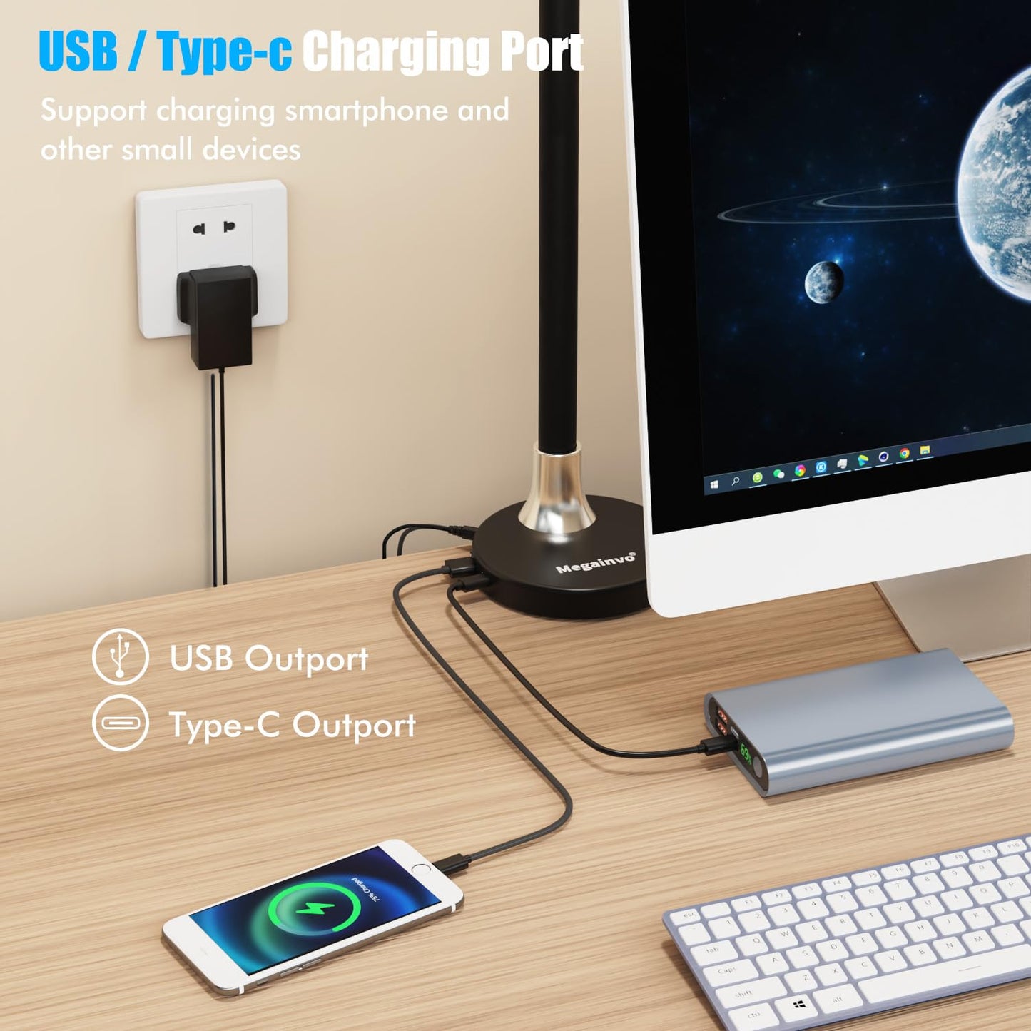LED Dimmable Desk Lamp 24W Eye-Caring Daylight Office Table Lamp Desk Monitor Lamp Gooseneck Task Light for Home Office Architect Lamp, 6 Touch Functions
