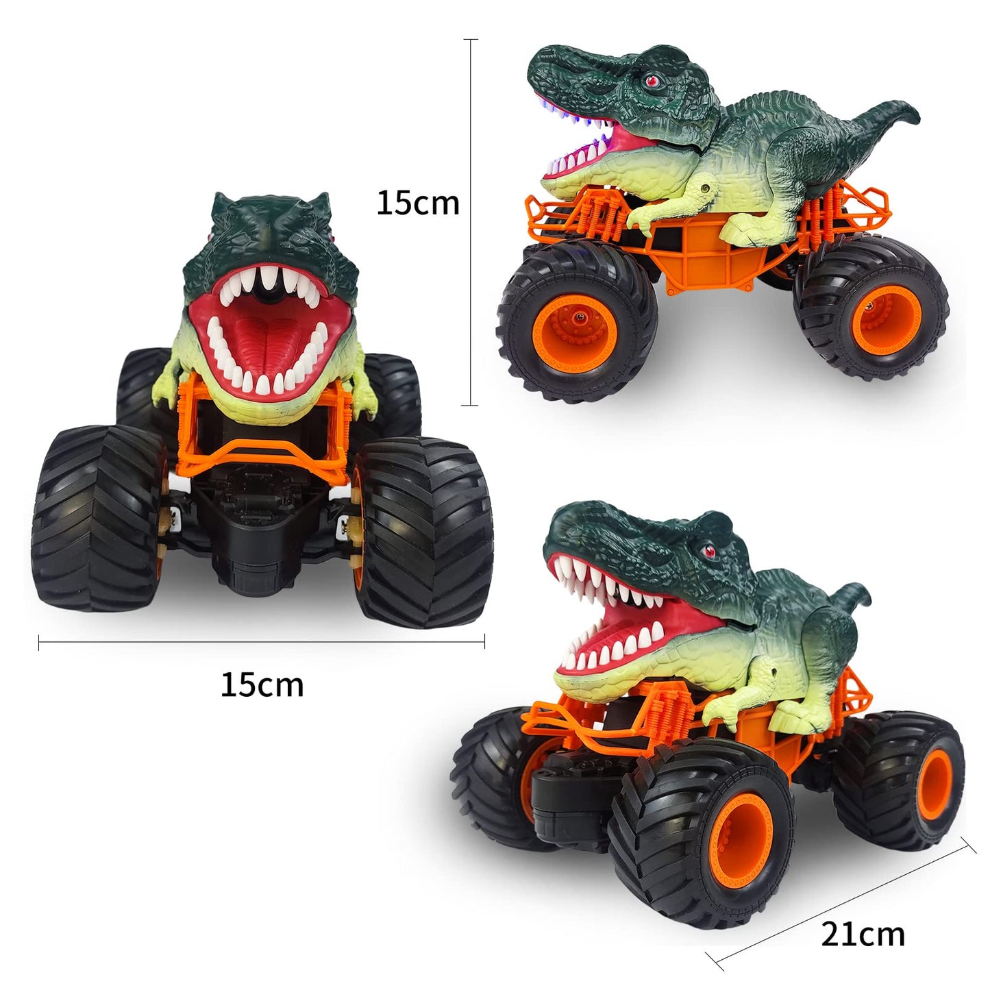 BOBOTATA Remote Control Car Kids Monster Dinosaur Truck Toy for Ages 3 4 5 6 7 8+, 2.4 GHz with Lights, Sounds, Spraying, All Terrain RC Cars Toy Gifts for Boys Girls