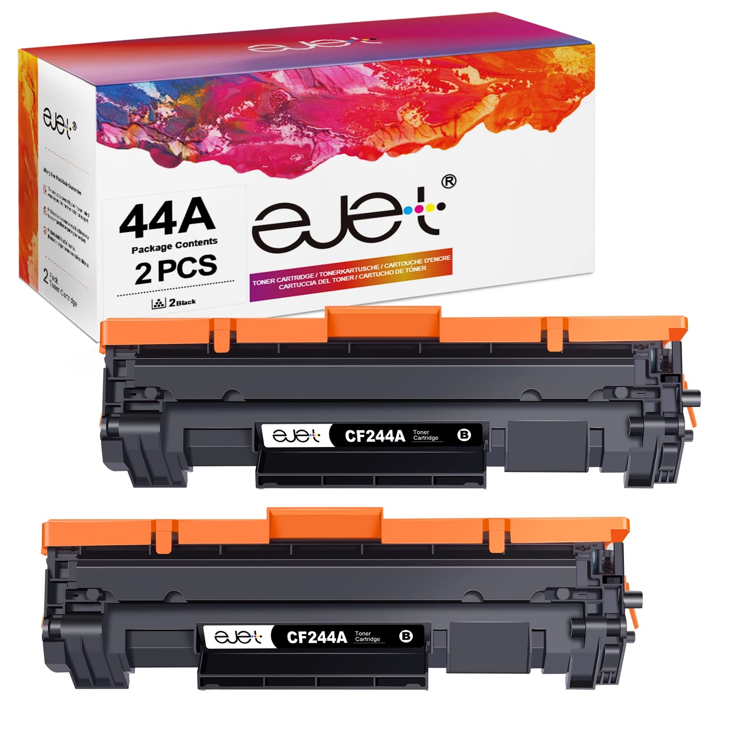 ejet Compatible Toner Cartridge as a replacement for HP 44A CF244A for Laserjet MFP M28w M28a for Laserjet Pro M15w M15a Printer (Black, 2-Pack)