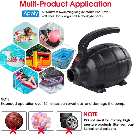 PPXIA Electric Air Pump, Electric Pump with 4 Nozzles for Inflatable Air Track Mat, Air Mattress, Swim Rings, Rafts, Water Beds, Boats, Kids Pools, SUP Boards, Yoga Balls, etc.