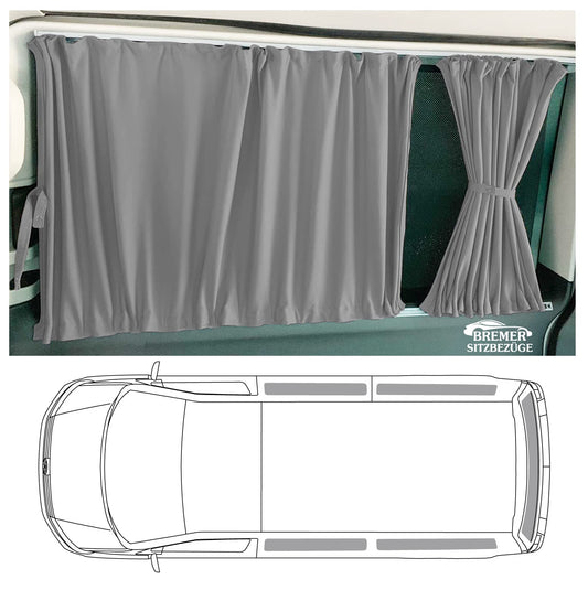 BREMER SEAT COVERS custom made curtains curtains sun protection compatible with VW T5 T6 T6.1 Transporter Caravelle long wheelbase with tailgate in grey camping accessories motorhome accessories camper curtain set 718
