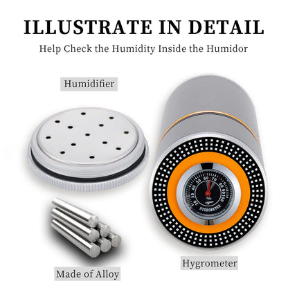 CIGARLOONG Cigar Cooler, portable, travel cigar, sealed, stainless steel, with humidifier (Color: Yellow)