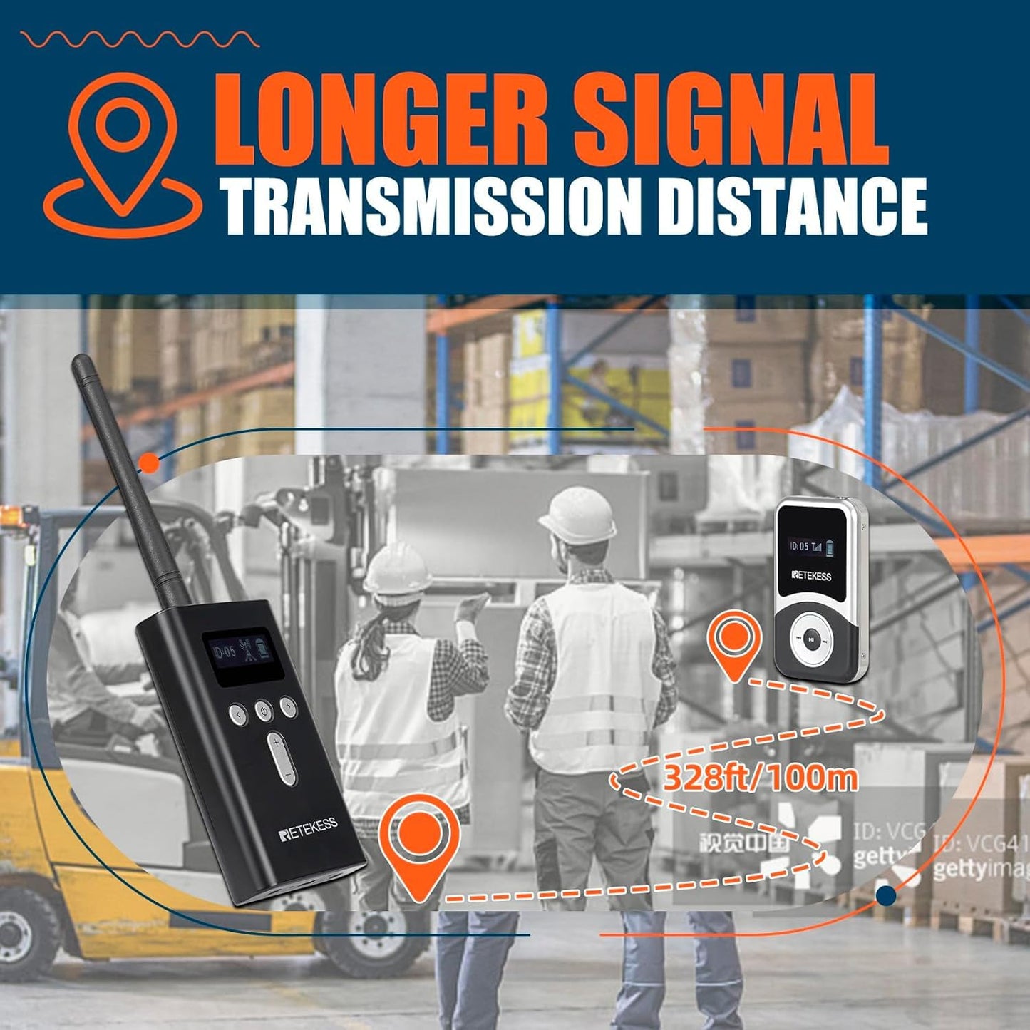 Retekess T130S (T130 2rd) Wireless Tour Guide System, Wireless Tour Guide System, D-Headphones, 100m, Interpreter Equipment for Tourism, Factory Tours, School (1 Transmitter, 10 Receivers)