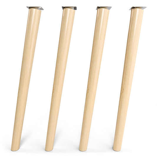 Sossai table legs made of solid beech wood with oil finish, Clif Round HMF2, 71 cm high, round, slanted design, for chairs, tables