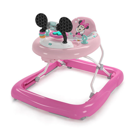Bright Starts, Disney Baby, Minnie Mouse, Tiny Trek, Forever Besties, 2-in-1 Walker with removable play station, lights and songs, adjustable height, Minnie Mouse design, 12825, pink.