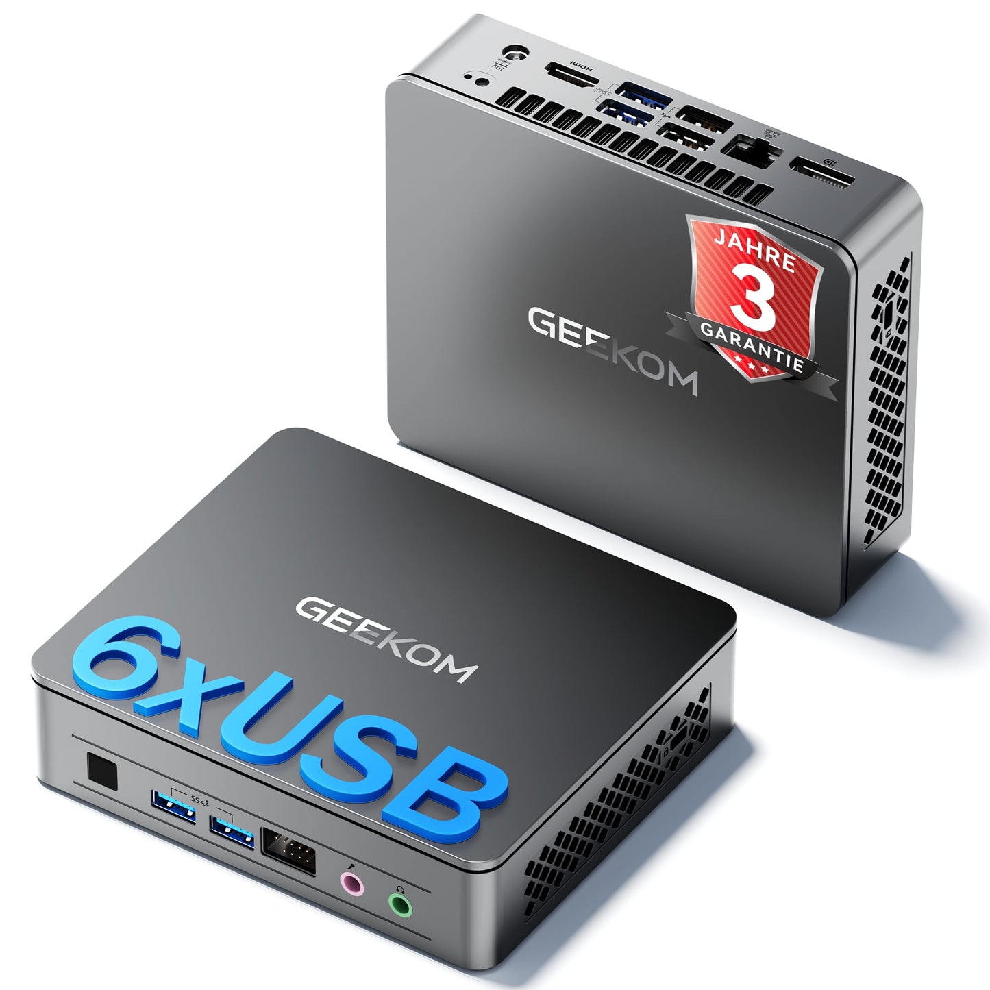 GEEKOM Mini PC Air12 Lite with Intel N150 (upgrade from N100), 16GB RAM + 512GB SSD Mini Desktop Computer W-11 Ready for Use | 6×USB & 9-PIN Ports | Dual-Display 4K@60 Hz for Home, Office & School