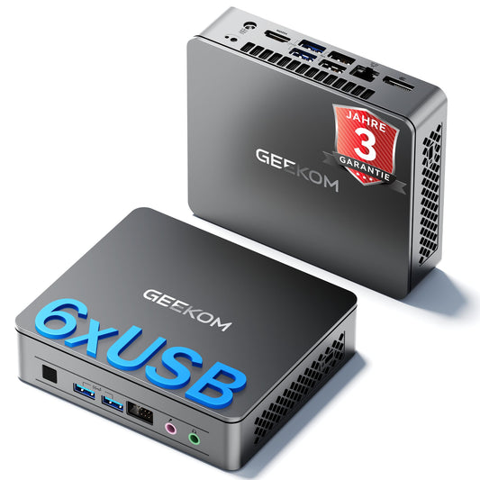 GEEKOM Mini PC Air12 Lite with Intel N150 (upgrade from N100), 16GB RAM + 512GB SSD Mini Desktop Computer W-11 Ready for Use | 6×USB & 9-PIN Ports | Dual-Display 4K@60 Hz for Home, Office & School