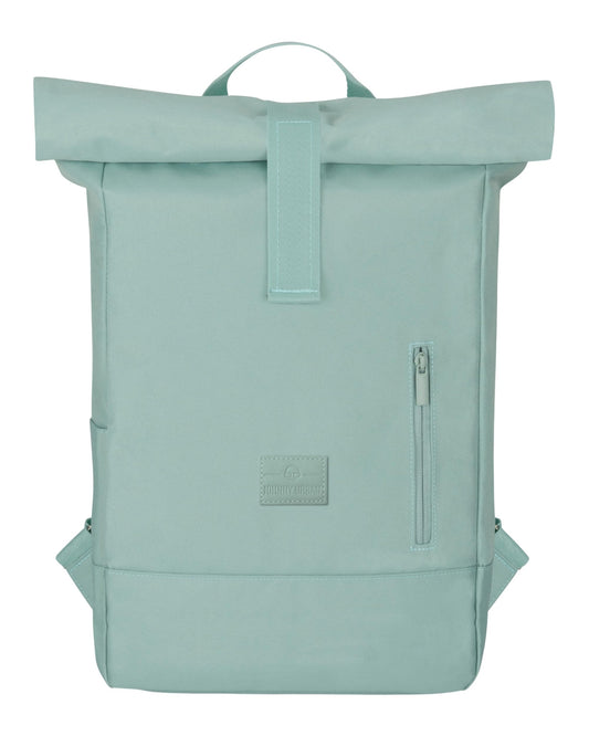 Johnny Urban backpack for women & men in mint color - Robin Medium - Rolltop design with laptop compartment for university, business, and cycling - 15L capacity - Sustainable and water repellent.