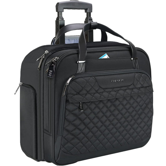 EMPSIGN Trolley Business Rolling Laptop with wheels, Rolling laptop bag for women fits up to 15.6 inch laptop, Rolling briefcase on wheels, Water resistant, with RFID pockets, black