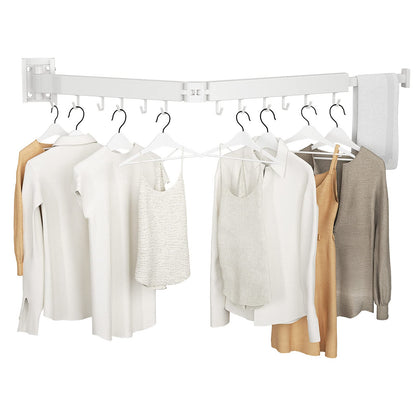 Kelisiting retractable clothes drying rack, 2-folded, white, space-saving, foldable, durable, for laundry, balcony, bathroom, patio, dorm, apartment.