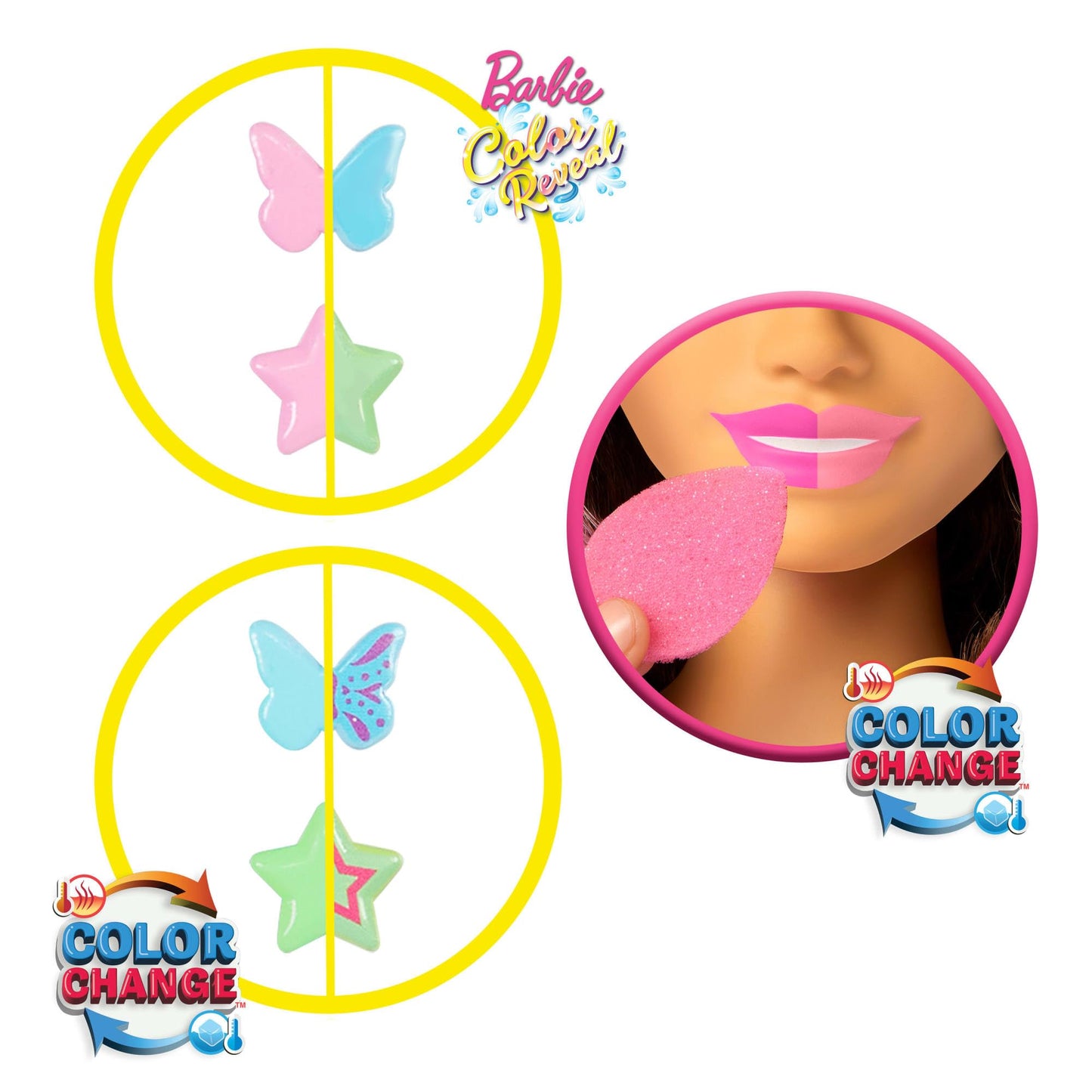 Barbie Styling Head with dark brown hair comes with over 20 styling accessories including stars, butterflies, and color-changing hair clips, JFG82.
