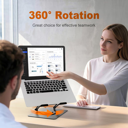GRIFEMA Laptop Stand Adjustable Height, GB1050 Foldable Laptop Stand with 360° Rotating Base, Ergonomic & Ventilated - Compatible with MacBook Air/Pro, Dell, and 11-17 inch Notebooks - Black