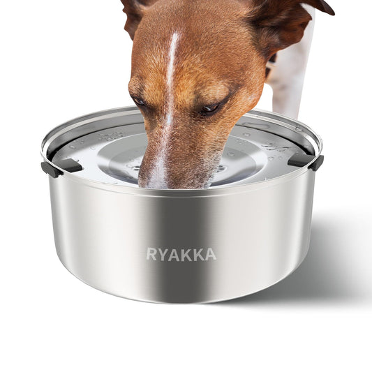 RYAKKA 3L Anti-Gulp Water Bowl for Dogs - Stainless Steel Drinking Bowl for Travel | Anti-Drool | Slow Feeder Travel Bowls for Medium & Sloppy Dogs