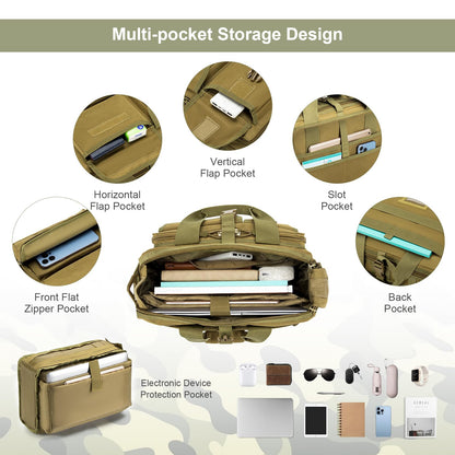 SPAHER work bag laptop bag 14/15.6/17.3 inch messenger bag men's pilot bag briefcase tactical bag military carry bag shoulder bag gift for men