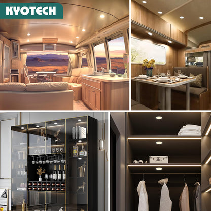 KYOTECH LED furniture recessed light 230V 4W 3 color temperatures 3000K/4000K/6000K G4 LED 300LM light source furniture recessed spotlight, borehole 55-58mm and 20mm flat, brushed stainless steel chrome-3 piece set.