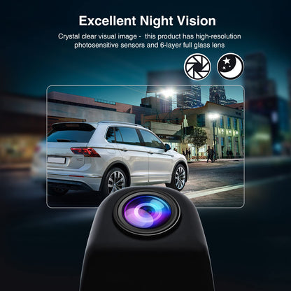 PARKVISION HD car backup camera with 142° wide angle, excellent night vision, metal housing, optional parking lines. Easy to install for added safety while reversing.