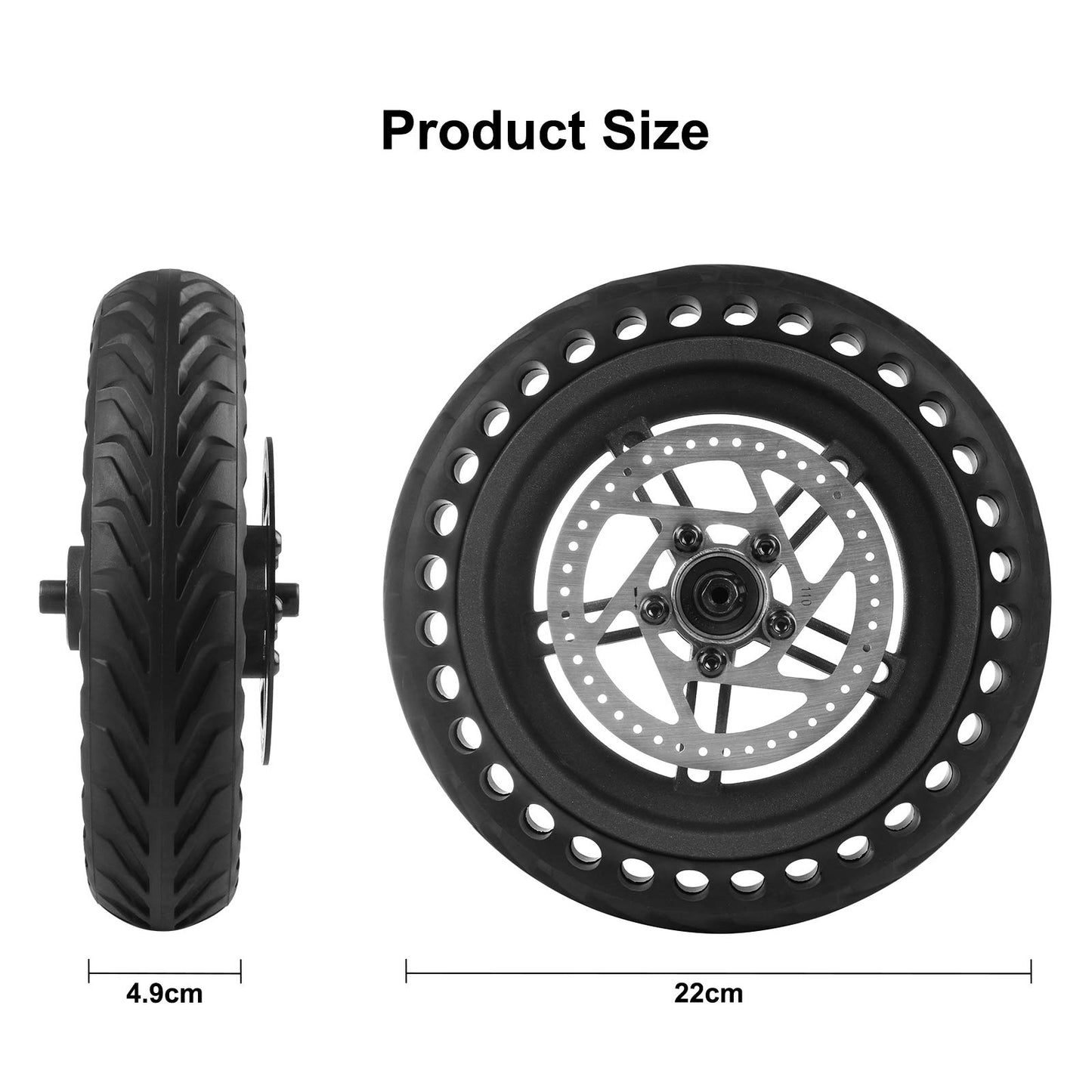 Coolty Xiaomi Scooter M365 solid tire with hub and brake disc, puncture-proof rear wheel compatible with Xiaomi Mijia M365 electric scooters.