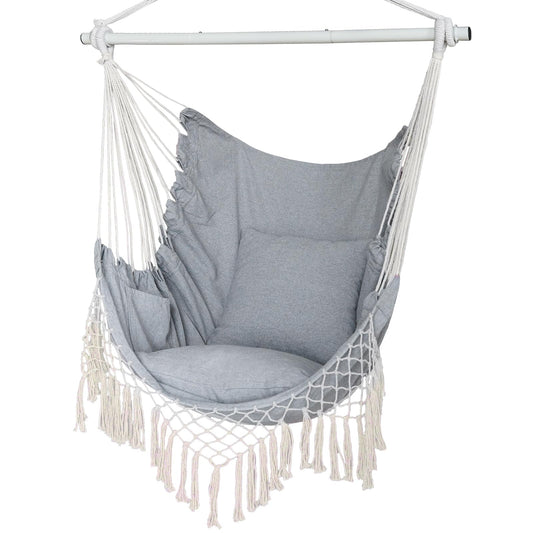 Hammock Chair Large hammock swing, 110 x 150cm Holds up to 150kg, Cotton hanging chair Hardwood spreader bar Wide seat swing chair