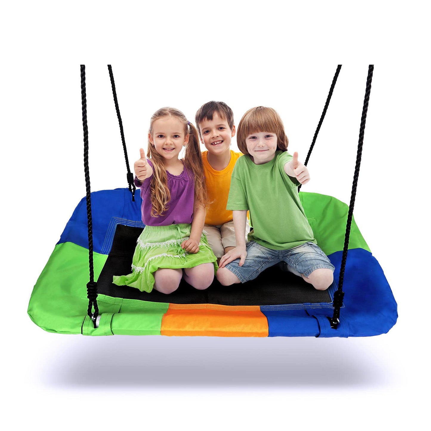 Dripex  kids swing 115cm x75cm rectangular swing for kids up to 100kg adjustable height hanging swing metal frame waterproof outdoor indoor for kids adults