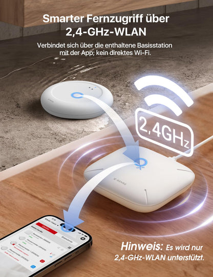 X-Sense Wi-Fi water detector with SBS50 base station, Smart water detector, App alerts (2.4Ghz only), waterproof to IP67, wireless water sensor for kitchen, bathroom, basement, SWS0A41, 5-pack.