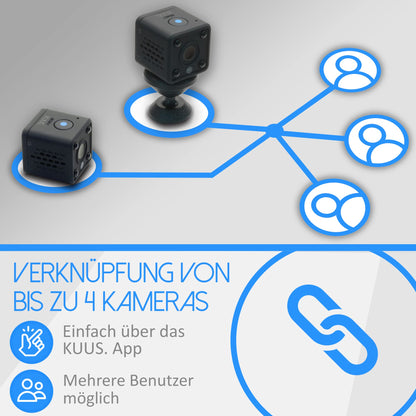 KUUS C2 Mini Camera with motion sensor: compact and mini indoor surveillance camera, live transmission on mobile and WiFi camera, WiFi APP mini camera with recording | Updated New 2024 !
