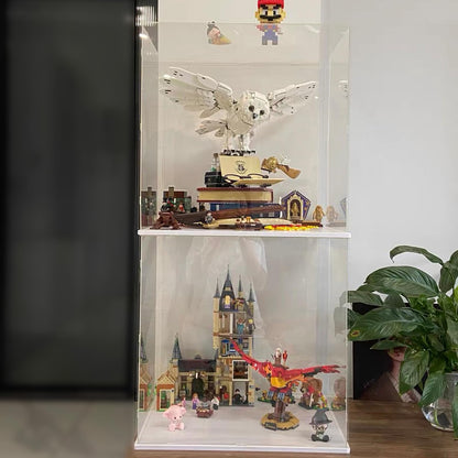 Acrylic display case for Lego 21341 43247 for soccer basketball, glass display case acrylic box transparent cube for figures collectibles toys | with wood-plastic base, white inside 30x30x30cm