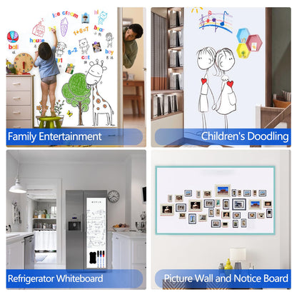 JOMUSAGA Whiteboard Film, 180 x 120 cm, magnetic self-adhesive whiteboard film, whiteboard sticker DIY, including marker, sponge, and magnets, for school, office, and home.