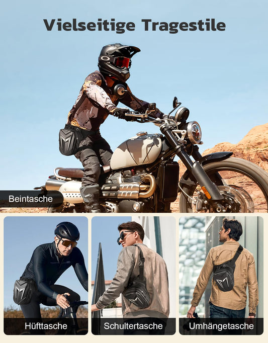 Mohard leg bag motorcycle, waterproof thigh pouch fanny pack, durable Eva motorcycle leg bag, expandable storage tank bag, sport shoulder bags for cycling, hiking, climbing.