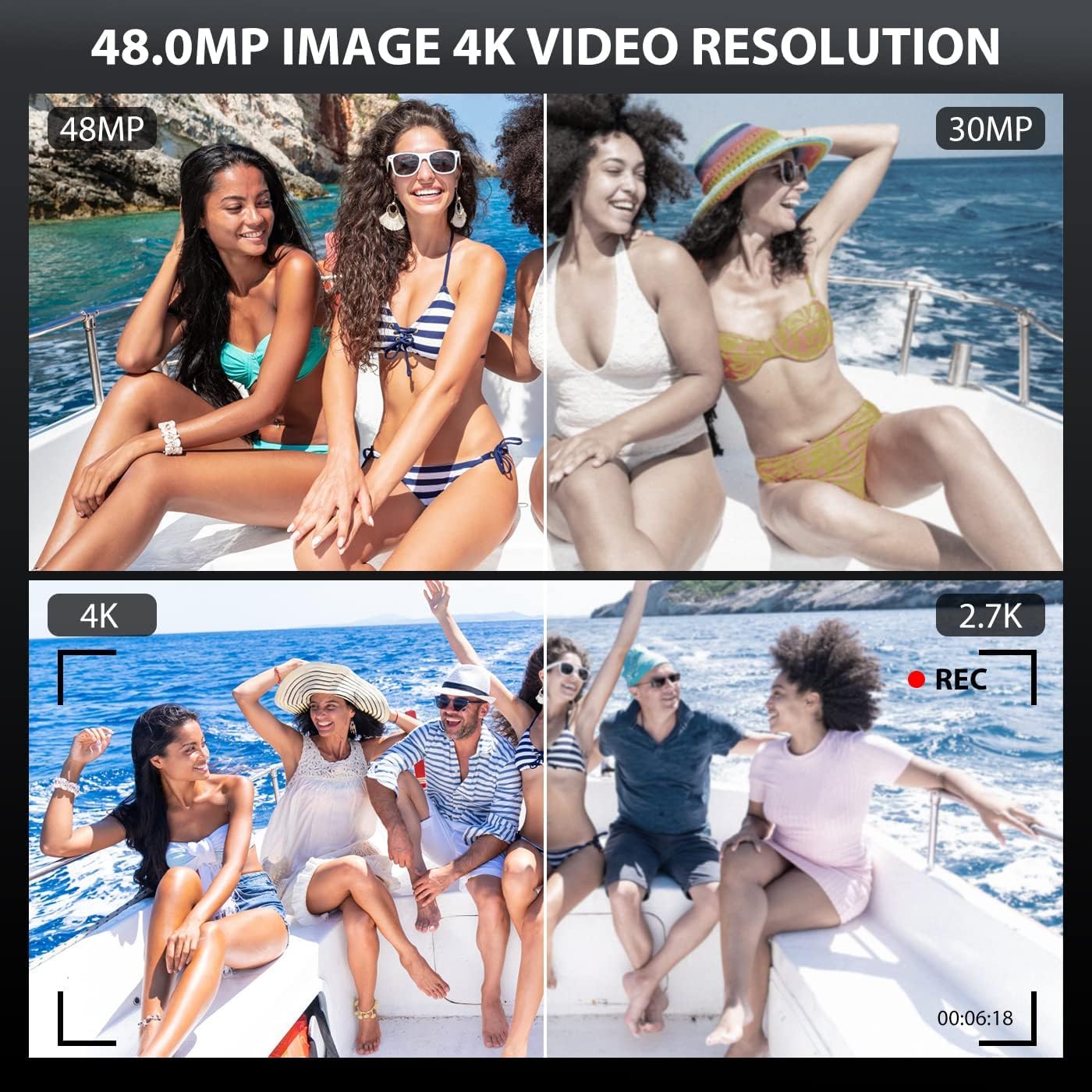 Digital Camera 4K 48MP Compact Digital Camera for Photography, Vlogging Camera with free 32GB SD card, 18X digital zoom, dual-lens selfie function.