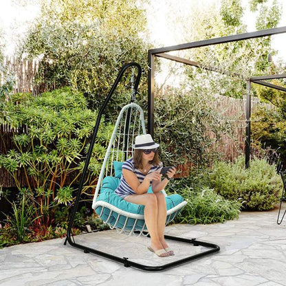 Hanging chair made of metal, hammock chair on stand, indoor hammock, adjustable height (200 - 250 cm), for garden, balcony, bedroom, max load 150 kg, Style C